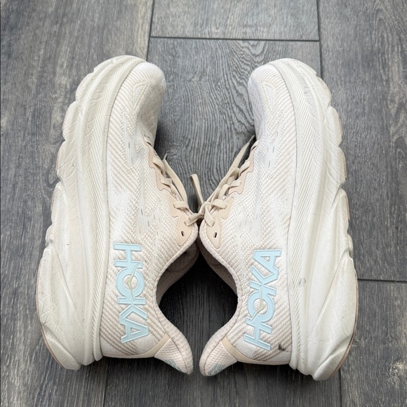Hoka Cream and Blue Athletic Shoes - Picture 10 of 11